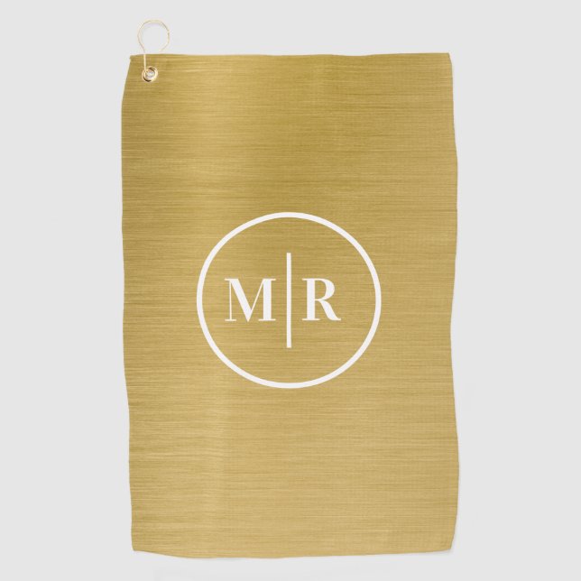 Modern Gold Metallic Monogram Golf Golfhandtuch (Vorderseite)