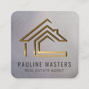 Modern Gold Metallic Real Anwesen Logo Home Terminkarte