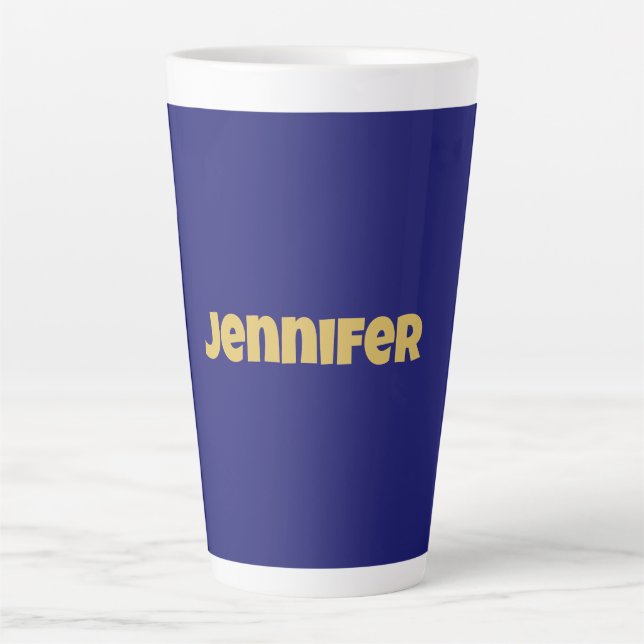 Modern Gold Midnight Blue Color Schlicht einzigart Milchtasse (Vorderseite)