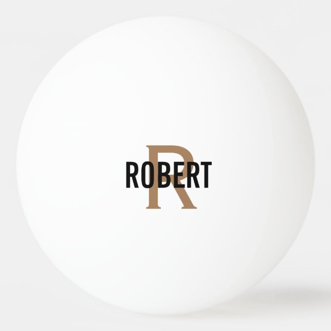 Modern gold monogram name Ping Pong Ball Tischtennisball (Vorderseite)