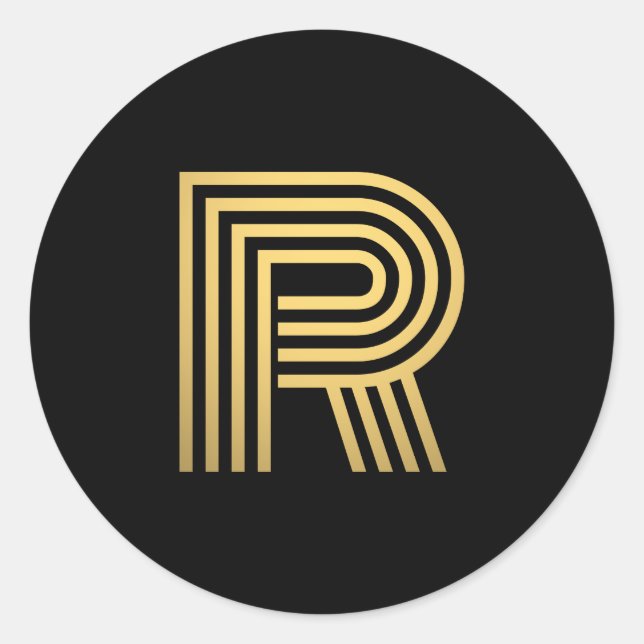 Modern Gold Monogram Runder Aufkleber (Vorderseite)