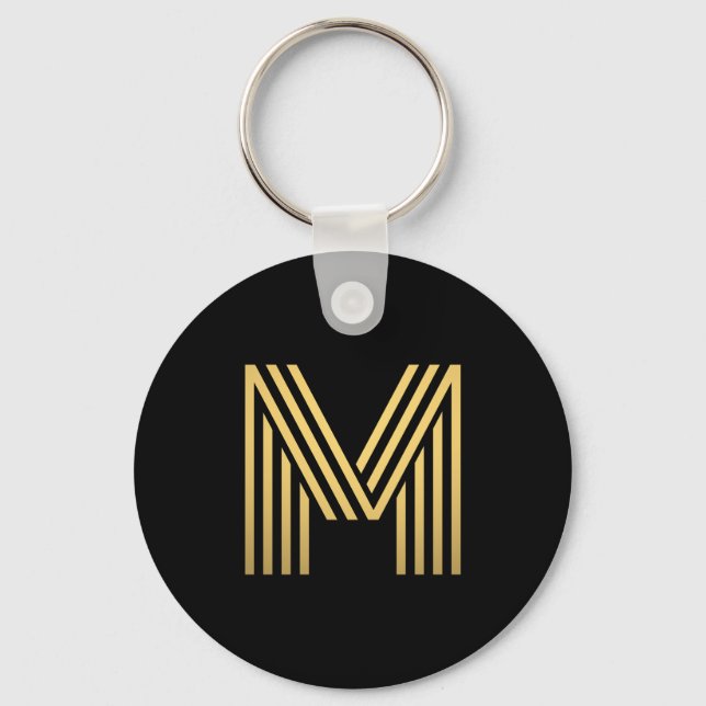 Modern Gold Monogram Schlüsselanhänger (Vorderseite)