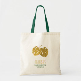 Modern Gold Monstera Blätter Bachelorette Tragetasche