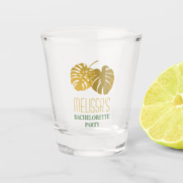 Modern Gold Monstera Blätter Junggeselinnen-Abschi Schnapsglas