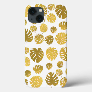 Modern Gold Monstera Tropical Blätter Muster Case-Mate iPhone Hülle