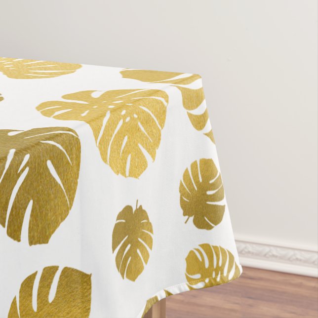 Modern Gold Monstera Tropical Blätter Muster Tischdecke (Beispiel)