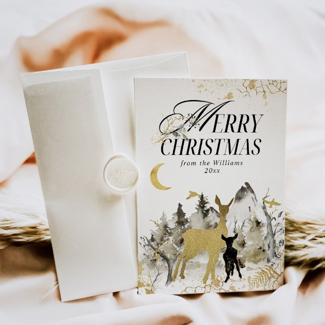 Modern Gold Moon Magic Forest Foto Weihnachten (Von Creator hochgeladen)