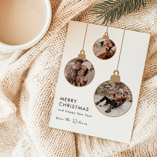Modern Gold Multi-Photo Ornament Christmas Card Feiertagskarte