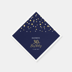 Modern Gold & Navy Blue 30. Geburtstag Party Serviette