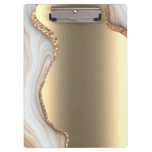 Modern Gold Ombre Marble Glam Metallfolie Klemmbrett