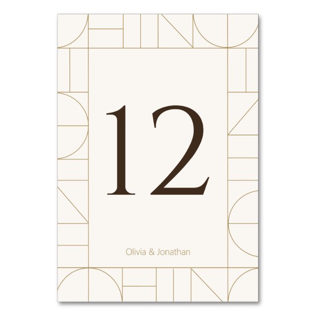 Modern Gold Ornaments Cream Wedding Tischnummer (Vorderseite)