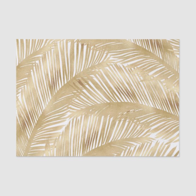 Modern Gold Palm Leaf tropisches Muster Seidenpapier (Vorderseite)