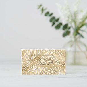 Modern Gold Palm Leaf tropisches Muster Visitenkarte