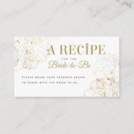 Modern Gold Peonies Sketch Brautparty Rezept Begleitkarte