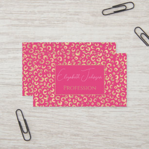 Modern Gold Pink Leopard Print Muster Visitenkarte