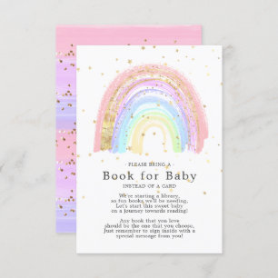 Modern Gold Pink Rainbow Book for Baby Card Begleitkarte