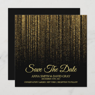 Modern Gold Rain Minimal Save the Date Einladung