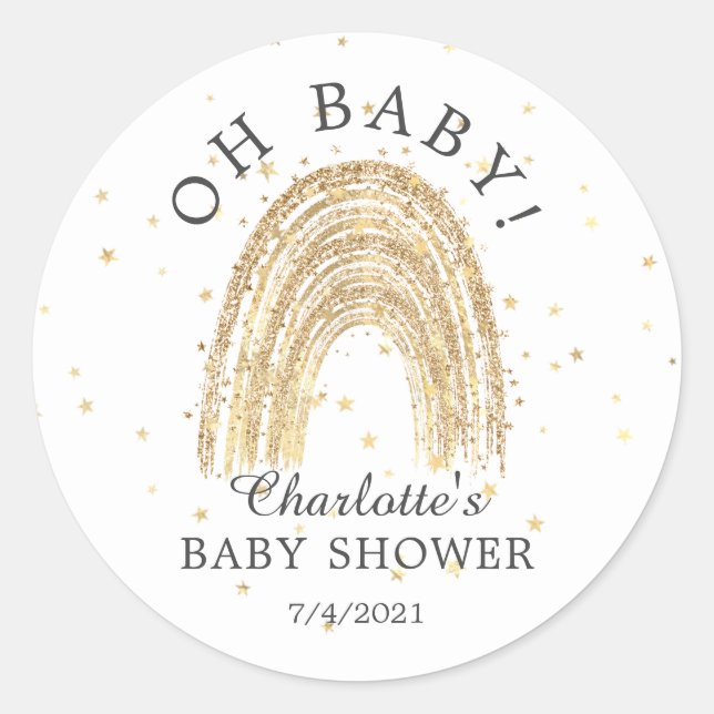 Modern Gold Rainbow Oh Baby Fevor Sticker (Vorderseite)