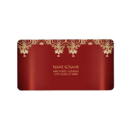 Modern Gold Red Floral Address Label Adressaufkleber