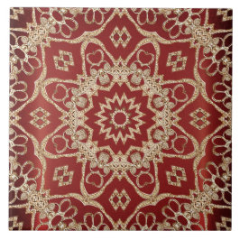 Modern Gold Red Floral Ceramic Tile Fliese