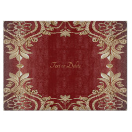 Modern Gold Red Floral Cutting Board Schneidebrett