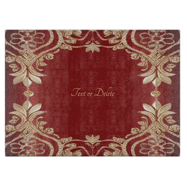 Modern Gold Red Floral Cutting Board Schneidebrett (Vorderseite)