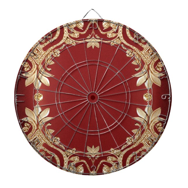 Modern Gold Red Floral Dartboard Dartscheibe (vorne)