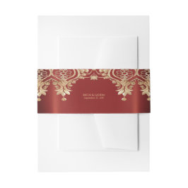 Modern Gold Red Floral Einladungsbanderole