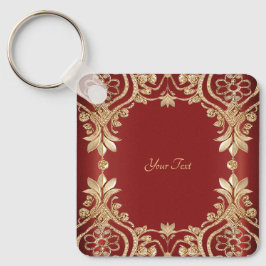 Modern Gold Red Floral Keychain Schlüsselanhänger