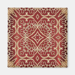 Modern Gold Red Floral Magnet