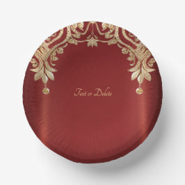 Modern Gold Red Floral Pappteller