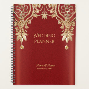 Modern Gold Red Floral Planner Planer