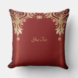 Modern Gold Red Floral Throw Pillow Kissen