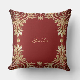 Modern Gold Red Floral Throw Pillow Kissen