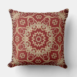 Modern Gold Red Floral Throw Pillow Kissen