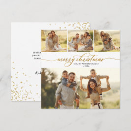 Modern Gold Script 4 Multi Foto Christmas Feiertagskarte