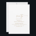 Modern Gold Script 60. Geburtstagsparty Einladung<br><div class="desc">Diese moderne Goldschrift aus dem 60. Jahrhundert lädt zu einer minimalistischen Geburtstagsfeier ein. Das schlichte gelbe goldene Design zeichnet sich durch eine einzigartige industrielle Schrift mit modernem boho Stil aus. Anpassbar in jeder Farbe. Behalt das Design minimal und elegant, wie es ist, oder personalisiere es durch Hinzufügen von eigenen Grafiken...</div>