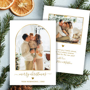 Modern Gold Script Arch 2 Foto Frohe Weihnachten