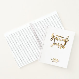 Modern Gold Script Dankbarkeit Journal 2021 White Notizbuch