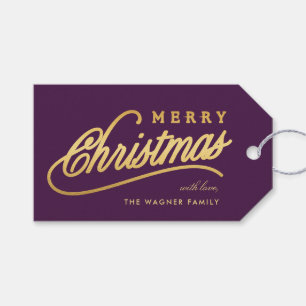Modern Gold Script Frohe Weihnachten Geschenkanhänger