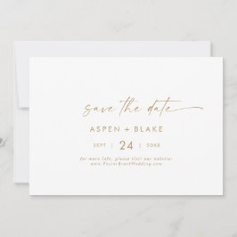 Modern Gold Script Horizontal Save the Date