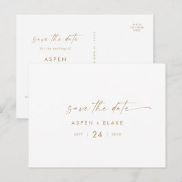 Modern Gold Script Horizontal Save the Date Einladungspostkarte