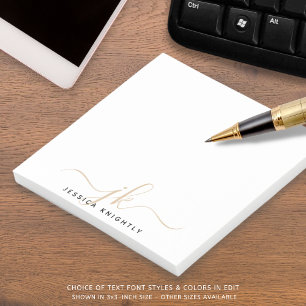 Modern Gold Script Monogram Initials Minimal Post-it Klebezettel