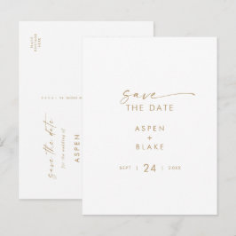 Modern Gold Script Save the Date Einladungspostkarte
