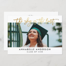 Modern Gold Script Sky ist der Limit Abschluss Einladung