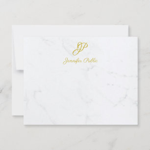 Modern Gold Script Stationery Marble Personalisier Mitteilungskarte