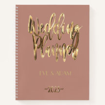 Modern Gold Script Wedding Planer 2023 Rose Gold