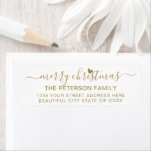 Modern Gold Script Weihnachts-Rücksendeadresse