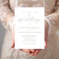 Modern Gold Script White Wedding