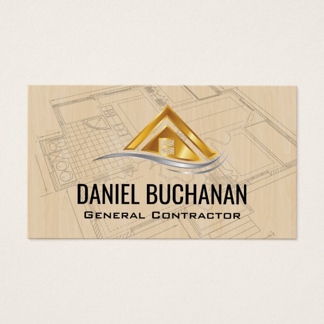 Modern Gold Silver Zuhause Logo | Architekt (Vorderseite)
